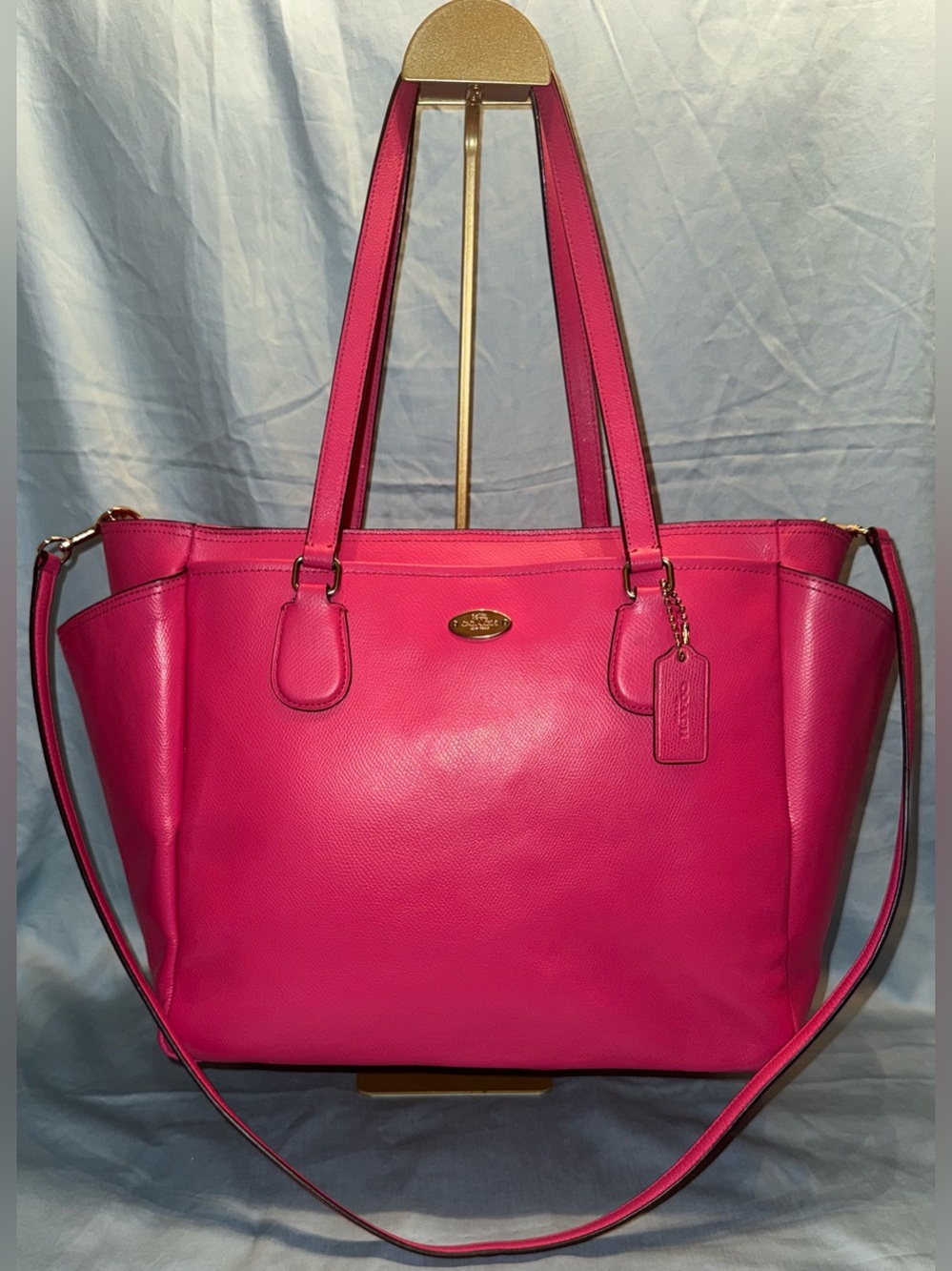 Coach Crossgrain Leather Taxi Tote Baby/Diaper Bag In Dahlia Pink
